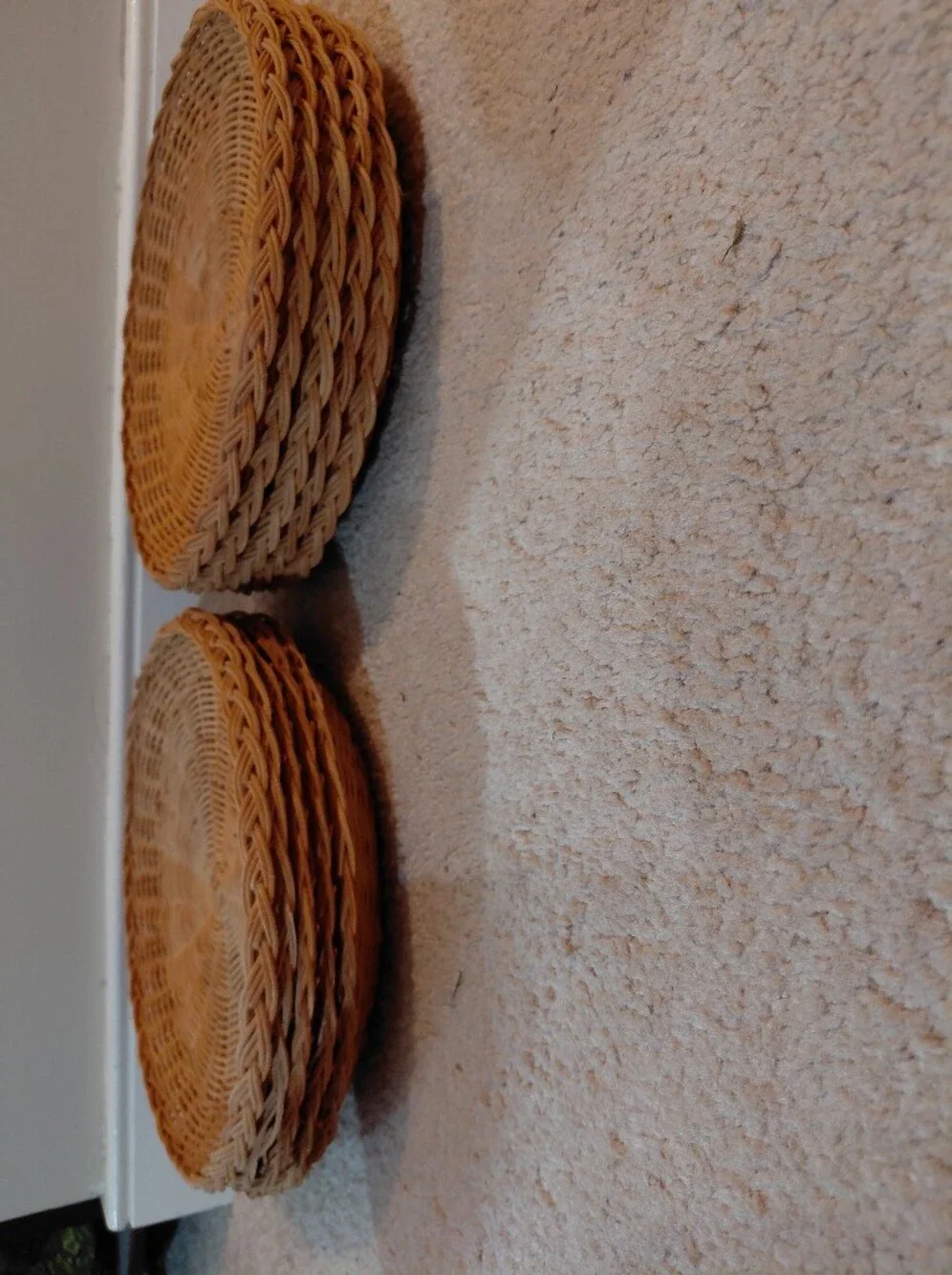 Woven Natural Rattan Paper Plate Holders - Set Of 10, Natural